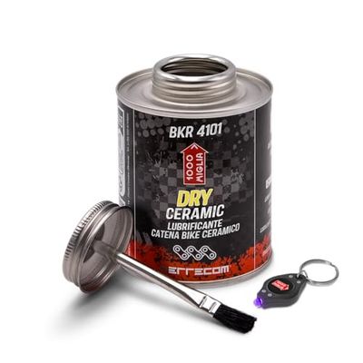 1000 Miglia BKR 4101 DRY CERAMICO Lubrificante Catena Bici per Condizioni del tracciato Asciutte e Polverose - 400 ml, formula fluorescente e profumata, Barattolo All-In-One con Pennello incluso