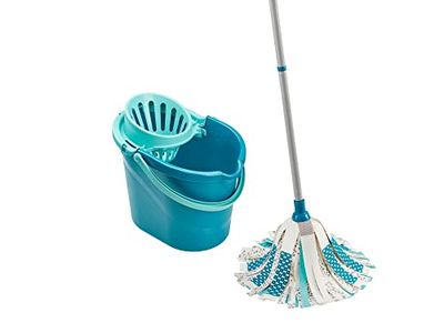 Leifheit Set lavapavimenti 3 in 1 Power Mop 2.0 con scopa lavapavimenti in microfibra e secchio strizzatore per pulire piastrelle e pavimenti della casa, Multicolore