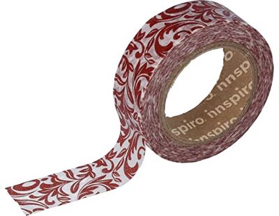 Masking Tape Washi Arabescos Rood 15 mm x 10 m Serie Floral