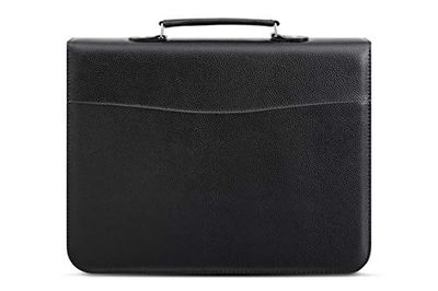 Arpan A4 Zipped Business Executive Conference Folder with Calculator/Ring Binder Portfolio (+ A4 100 Punched Pocket/Sleeves) Black