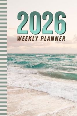 2026 Weekly Planner: 6x9 Dated Diary With To Do List - Habit Tracker - Notes Section / Agenda Gift / Vintage Blue Ocean Wave - Tropical Beach Travel Theme Cover