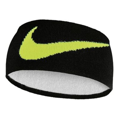 Nike M naadloze gebreide hoofdband omkeerbaar in de kleur zwart/lichtbone/volt, maat: one size, N.100.2605.073.OS