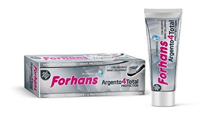 Forhans, Dentifrice Argent4TotalProtection, Gel Dentifrice à l'Argent Colloïdal, Action Totale, Dentifrice Antibactérien pour l'Hygiène Bucco-Dentaire, avec Phosphate et Carbonate de Sodium, 75 ml