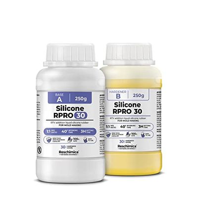 Goma de silicona para moldes 1:1 R PRO 30, Silicona Líquida, No Tóxica, Caucho para Moldes de Resina, Fundición, Fabricación de Resin, Manualidades (500 gr)