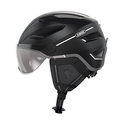 ABUS Pedelec 2.0 ACE Stadshelm - Hoogwaardige E-Bike helm met Achterlicht en Vizier voor Stadsverkeer - Voor Dames en Heren - Zwart, Maat L