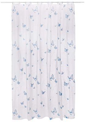 Spirella 1131627 Rideau en Plastique Livestile – Papillon TAUBENBLAU 180 Blanc Standard
