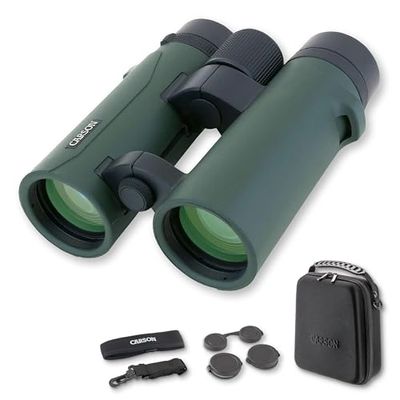 Carson RD-034 - Binocolo compatto ad alta definizione, 10 x 34 mm RD Series, Verde/nero.