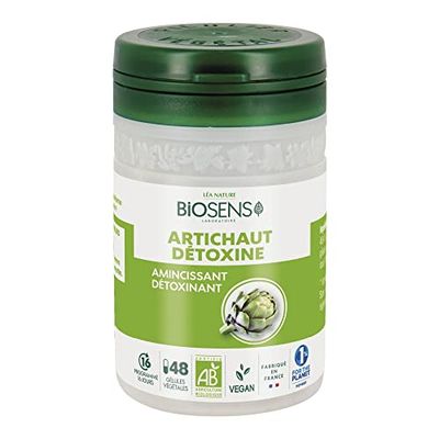 Biosens - Gélule végétale Artichaut détoxine - Amincissant, Détoxinant - Certifié Bio AB Vegan - Fabriqué en France - Programme de 16 jours - 48 gélules