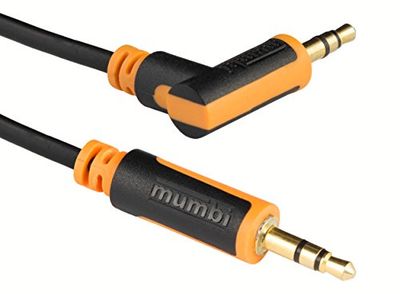 mumbi 0,50 m audio-jackkabel - 3,5 mm jack op 3,5 mm jack 90° hoek met vergulde stekkers