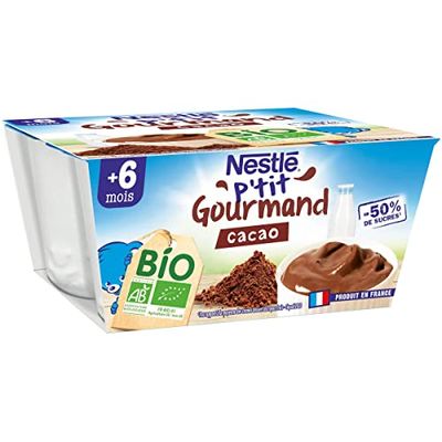 Nestlé Bébé - P'Tit Gourmand Bio - Cacao - Laitage dès 6 Mois - 4X90g