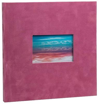 Exacompta - Ref. 16359E - Fotoalbum Skandi - 60 foto's - 30 witte pagina's - formaat 25x25cm - Omslag in oudroze fluweel -venster met visueel vakantielandschap