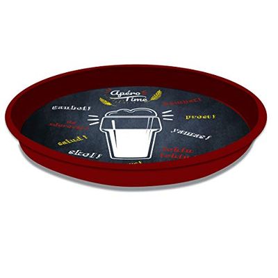 Vino De Francia Lotto 10 Vassoi Tondi in Metallo Apero Time, 33 cm
