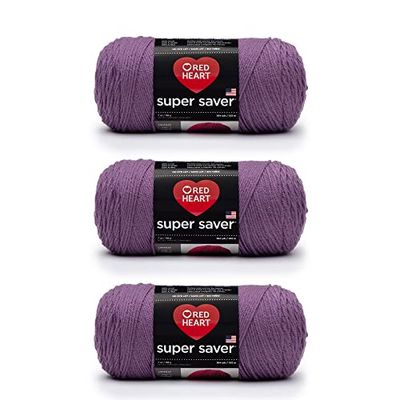 Red Heart Super Saver Pack of 3 - Medium Purple - 7oz/198g - Acrylic - 4 Medium (Worsted) - 364 Yards - Knitting, Crocheting, Crafts & Amigurumi