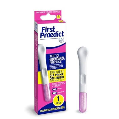 CARE for you - First Praedict, Test Precoce di Gravidanza - Test a responso immediato già a 6 giorni prima dell'inizio previsto del ciclo, Nessun'altra marca te lo dice prima, 1 stick per confezione