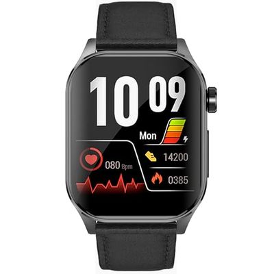 Knauermann PRO 3 (2024) Nero – Orologio sanitario Smartwatch con funzione telefonica – Sensori OSRAM – Funzione ECG + HRV – BT Bluetooth – apnea notturna – pressione sanguigna – Cinturino in vera