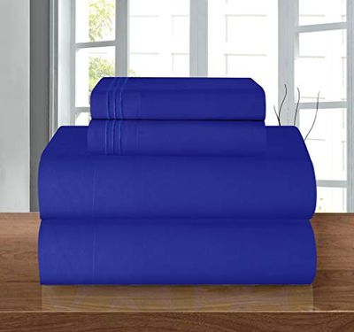 Elegant Comfort ® 1 500 trådräkning – Veckresistent – Egyptisk kvalitet, ultramjuk och lyxig 4-delat bäddset, djupa fickor upp till 40 cm - Finns i många storlekar och färger, King, kungsblå.