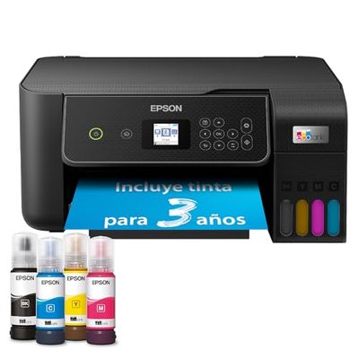 Epson EcoTank ET-2870 Stampante Multifunzione 3-in-1 A4, Serbatoi Ricaricabili Alta Capacità, 4 Flaconi Inclusi pari a 3600pag B/N 6500pag Colore, Display LCD USB Wi-Fi/Direct Fronte/retro, Nero