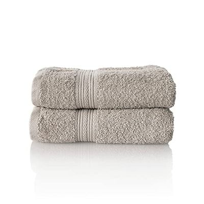 ALCLEAR - Lot de Serviettes éponge de qualité supérieure, Gamme Disponible en 6 Coloris et 5 Tailles, Coloris : Gris Argent, 2 Serviettes de Bain de 50 x 100 cm, Oeko-Tex Standard 100
