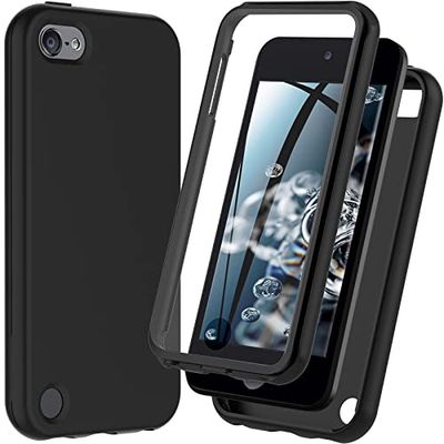 Coque pour iPod Touch 7e/6e/5e génération, en Silicone résistant aux Chocs [avec Protection d'écran intégrée] Coque intégrale Robuste (Noir)