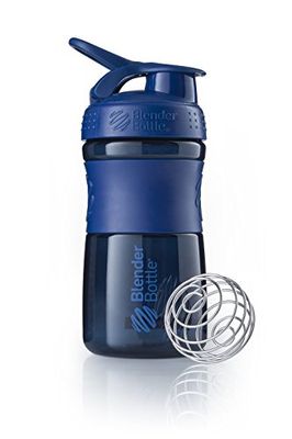BlenderBottle Sportmixer Botella de agua | Botella mezcladora de batidos de proteínas | con batidor Blenderball | libre de BPA | Tritan| 590ml - navy