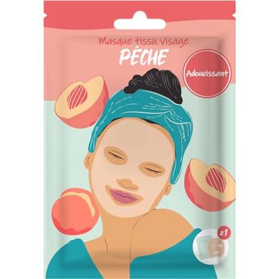 Masque Visage en Tissu Pêche - Soin Express en 10 Minutes - Peau Douce, Apaisée et Éclatante - Soin Hydratant, Skincare Visage - Imperfections, Hydratation Femme - French Tendance