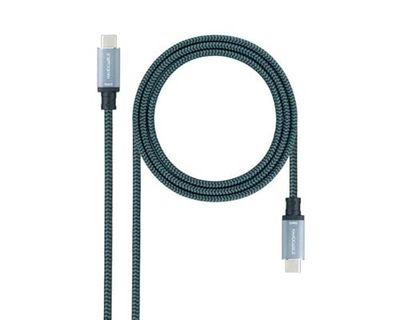 Watio Wave USB-kabel, USB 3.1 Gen2, 2 m, snelheid 10 Gbit/s, 5 A, ondersteuning 4 K/60 Hz, USB-C-poort naar USB-C, grijs/zwart