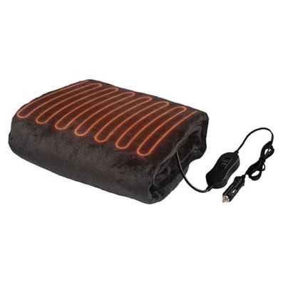 Stalwart Heated Blanket - Portable 12V Electric Travel Blanket for Car, Truck, or RV - Car Must Haves and Tailgating Essentials (Black)