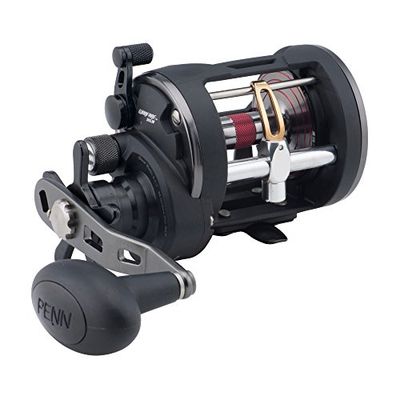 PENN Warfare™ Level Wind, Vismolen, Conventionele rollen, Zee - Inshore/Nearshore Vissen, Zoutwaterboot of Kajakvissen, Unisex, Zwart/Rood/Rook, 30 | Linkerhand
