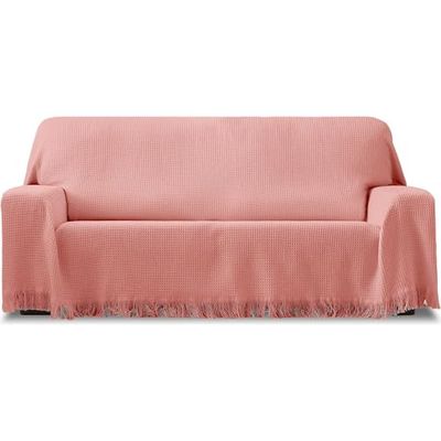 ECOMMERC3 | Foulard multiuso reversibile dimensioni 230 x 260 in tessuto jacquard - Foulard con frange, colore rosa, ideale per divano o letto, traspirante e morbido al tatto