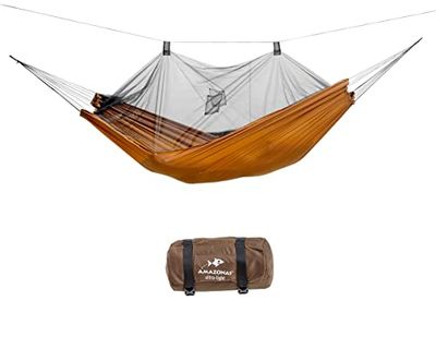 AMAZONAS Ultra Light Hangmat Muggen Traveller PRO 450 g 220 cm x 140 cm verpakkingsmaat 22,5 x 9 cm tot 150 kg