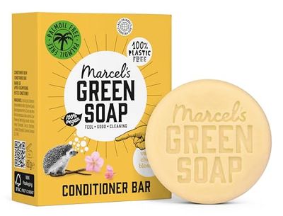 Marcel's Green Soap - Hair Conditioner Bar Vanilla & Cherry Blossom - Zero Plastic Packaging - Vegans, 60 grams