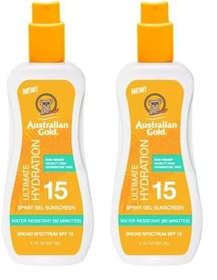 Australian Gold Sunscreen Spf15 Spray Gel, Blanco, 237 Mililitro (Paquete de 2)
