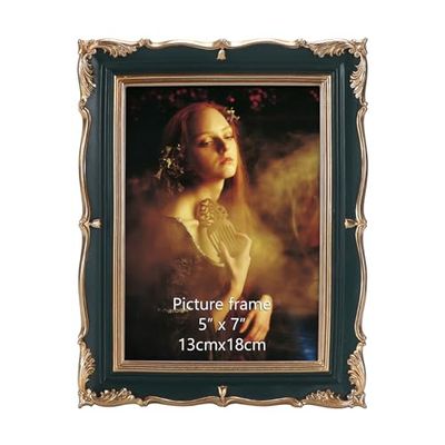 PHAREGE Cadre photo vintage de 12,7 x 17,8 cm, vert de Noël, cadre antique décoratif avec passe-partout pour photo de 10 x 15 cm, cadre mat fantaisie pour bureau ou mur, horizontal ou vertical