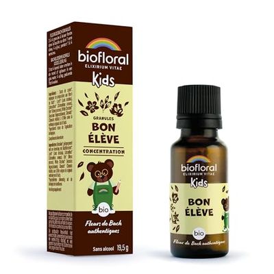 BIOFLORAL KIDS - Bon Élève - BIO - 470 Granules - Concentration - Fleurs de Bach Authentiques - Sans Alcool