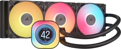 CORSAIR iCUE Link Titan 360 RX LCD Refroidisseur Liquide pour CPU – Chambre de Refroidissement FlowDrive – Intel LGA 1851/1700, AMD AM5/AM4 – 3X RX120 RGB Ventilateurs – iCUE Link Hub Inclus – Noir