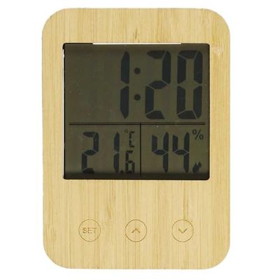 JE CHERCHE UNE IDEE, Stazione meteo HT0126: design elegante in legno, monitoraggio preciso della temperatura, sveglia programmabile, display digitale chiaro, Marrone