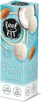 Feel FIT Boules de protéines à la noix de coco aux amandes sans sucre ajouté, 27 g