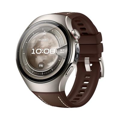 HUAWEI WATCH 5, 46mm Smartwatch, Multi-sensing X-TAP, Health MOT, Real-Time Fingertip Blood Oxygen, up to 11 Days Battery Life, eSIM, Aerospace-Grade Titanium/Stainless Steel, iOS & Android, Brown