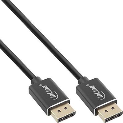 InLine® - Cavo DisplayPort 1.4 Slim, 8 K4 K, colore: nero, contatti dorati, 1,5 m