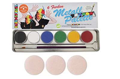 Eulenspiegel 206003, Professionele Aqua make-up, 6 kleuren, metalen palet
