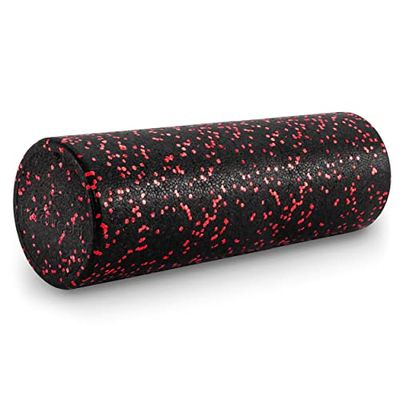ProsourceFit High Density Foam Rollers 18 - inches long, Firm Full Body Athletic Massage Tool for Back Stretching, Yoga, Pilates, Post Workout Muscle Recuperation, Black/Red