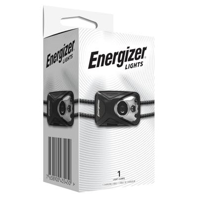 Energizer pannlampa LED, uppladdningsbar mini sport superljus pannlampa för camping, utomhus och vandring, batteri ingår