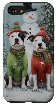 Pitbull Dogs Christmas Snowman Holiday Art Case for iPhone SE (2020) / 7/8