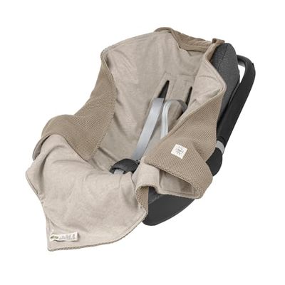 LÄSSIG Couverture tricotée pour siège auto 100% coton bio GOTS couverture de siège auto gris tourterelle