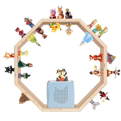 Todeco Étagère magnétique, pour Tonie Box et Tonies, Jusqu'à 60-70 Tonies, Poser ou Murale, Étagère pour boîte à Musique pour Enfant, pour Les Garçons et Les Filles, Octogone