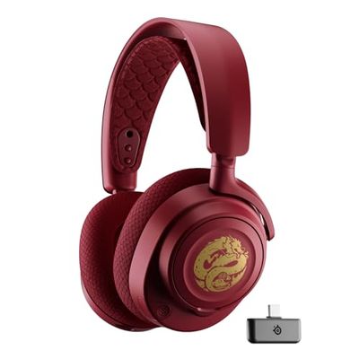 SteelSeries Arctis Nova 7 Wireless - Multi-Platform Gaming Headset - Dragon Edition - głośniki + nakładki - Podwójna łączność 2,4 GHz, Bluetooth - bateria 38 HR Fast Charge - PC, PS, komórki, Switch
