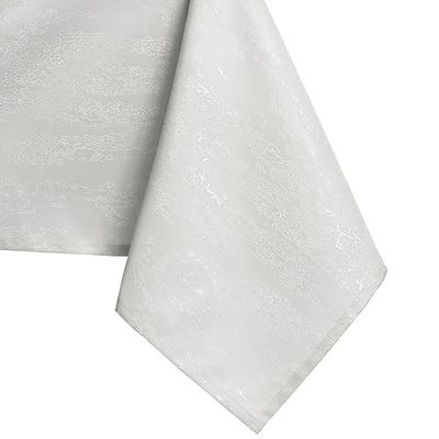 AmeliaHome Nappe Effet Lotus déperlant Polyester Ecru Vesta 120x160 cm Ovale
