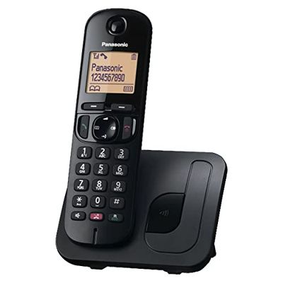 Panasonic KX-TGC250JTB Téléphone numérique sans Fil pour Personnes âgées avec Verrouillage des appels indésirables, Affichage Facile à Lire, Mains Libres, réveil, récepteur Unique, identifiant