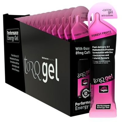 Torq Energy Gels - Forest Fruits (With Guarana) Pack of 15 - Ultimate On The Go Quick Release Energy - 30g of Carbohydrates - Running/Cycling/Sports Gels - 5 Key Electrolytes - Natural & Vegan