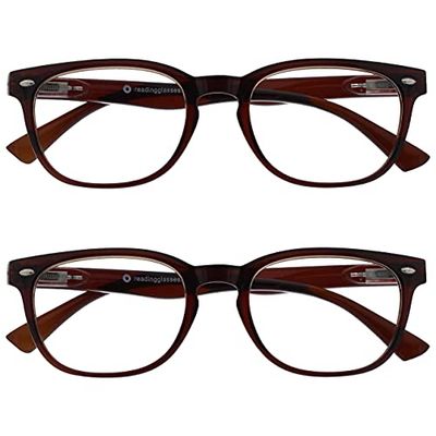 UV Reader Marrón Gafas De Lectura Valor Pack 2 Estilo Diseñador Hombres Mujeres UVR2PK015 +3,00